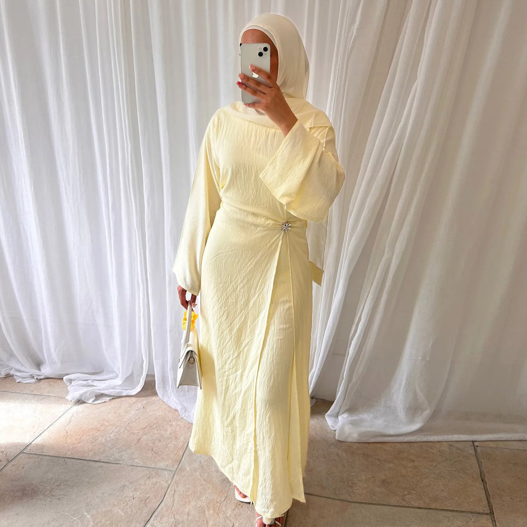 Arabic Women Modest Muslim Dress Eid Dubai Plain Abaya Islamic Party Outfit 2025 Middle Eastern Holiday Clothing New Turkey Robe
