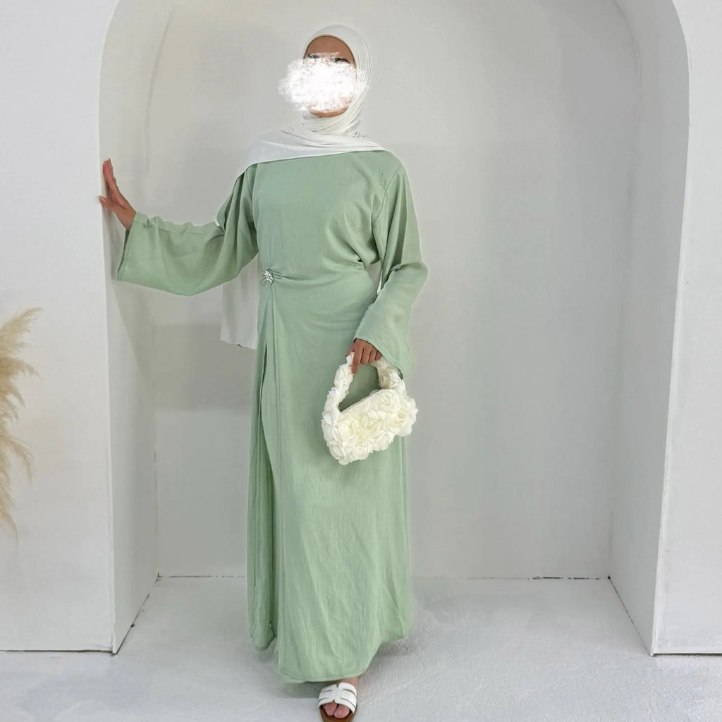 Arabic Women Modest Muslim Dress Eid Dubai Plain Abaya Islamic Party Outfit 2025 Middle Eastern Holiday Clothing New Turkey Robe