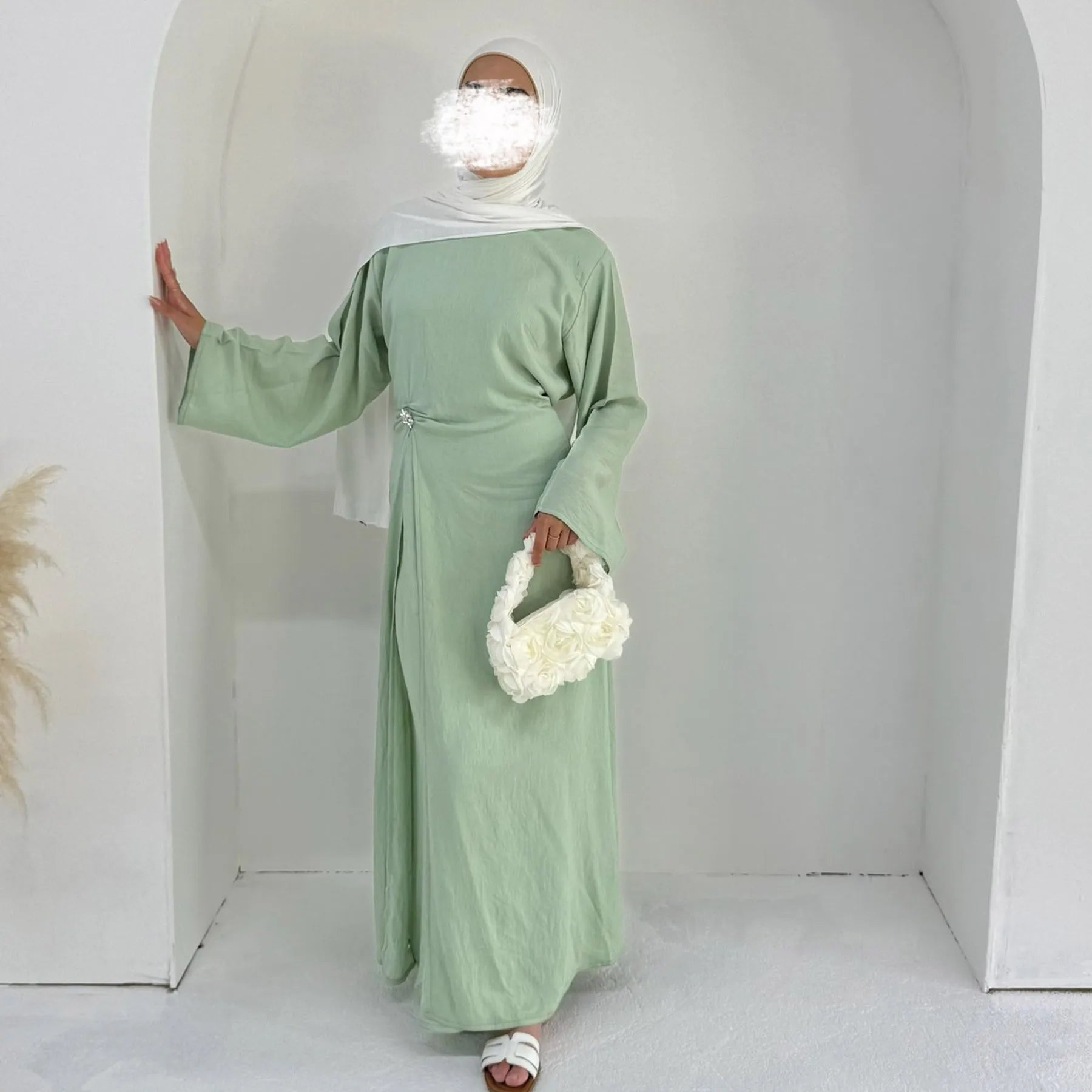 Arabic Women Modest Muslim Dress Eid Dubai Plain Abaya Islamic Party Outfit 2025 Middle Eastern Holiday Clothing New Turkey Robe