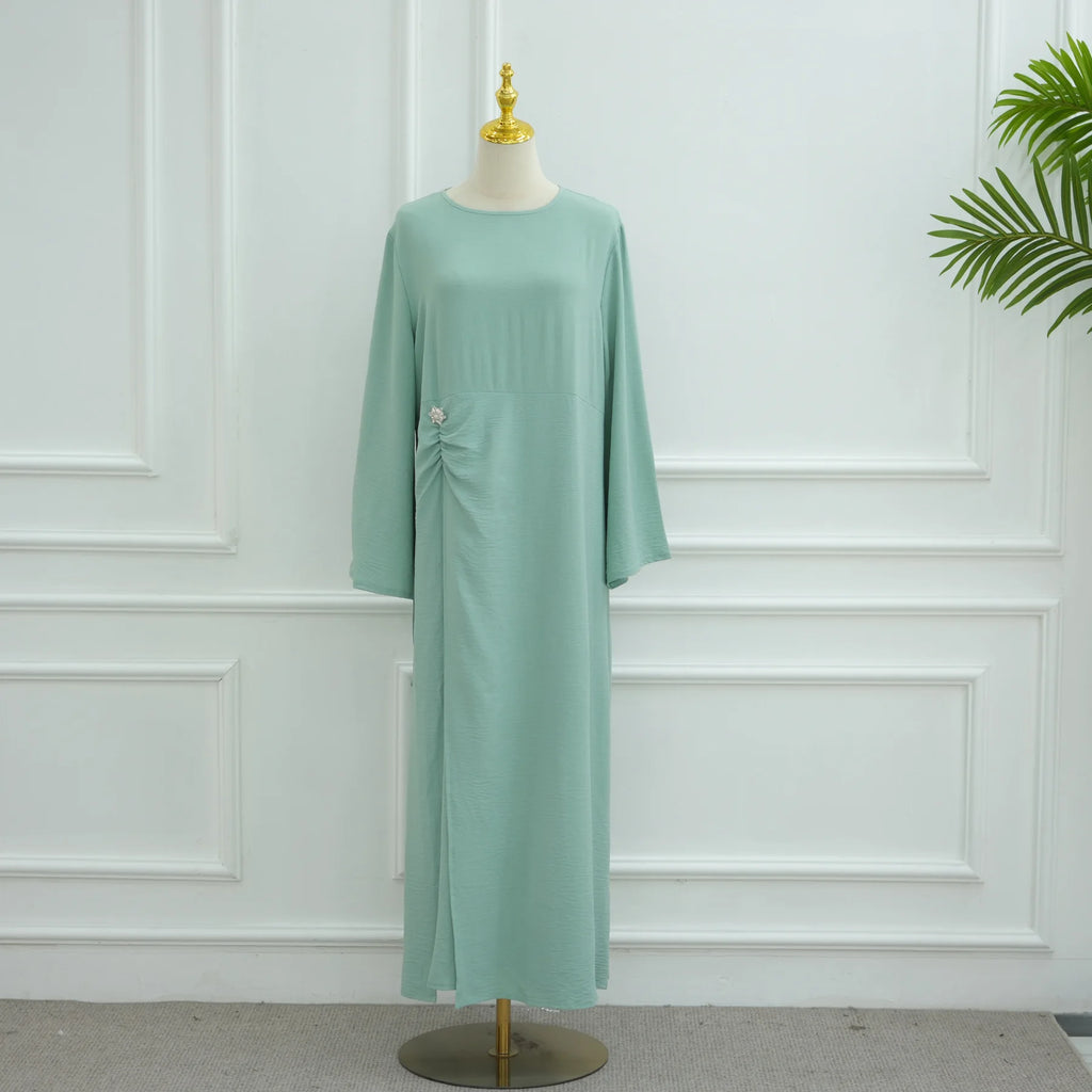 Arabic Women Modest Muslim Dress Eid Dubai Plain Abaya Islamic Party Outfit 2025 Middle Eastern Holiday Clothing New Turkey Robe