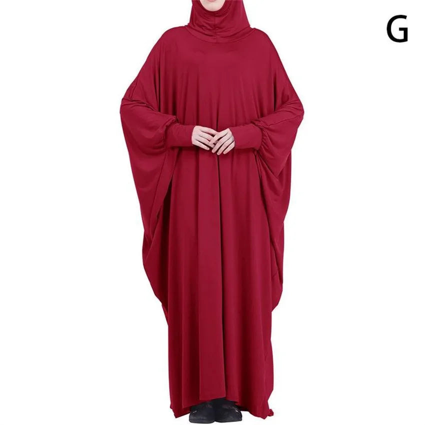 Muslim Hijab Abaya for Women Bat Sleeve Hooded Modest Prayer Dress Ladies Jilbabs Kaftan Dubai Saudi Robe Turkish Islam Clothing