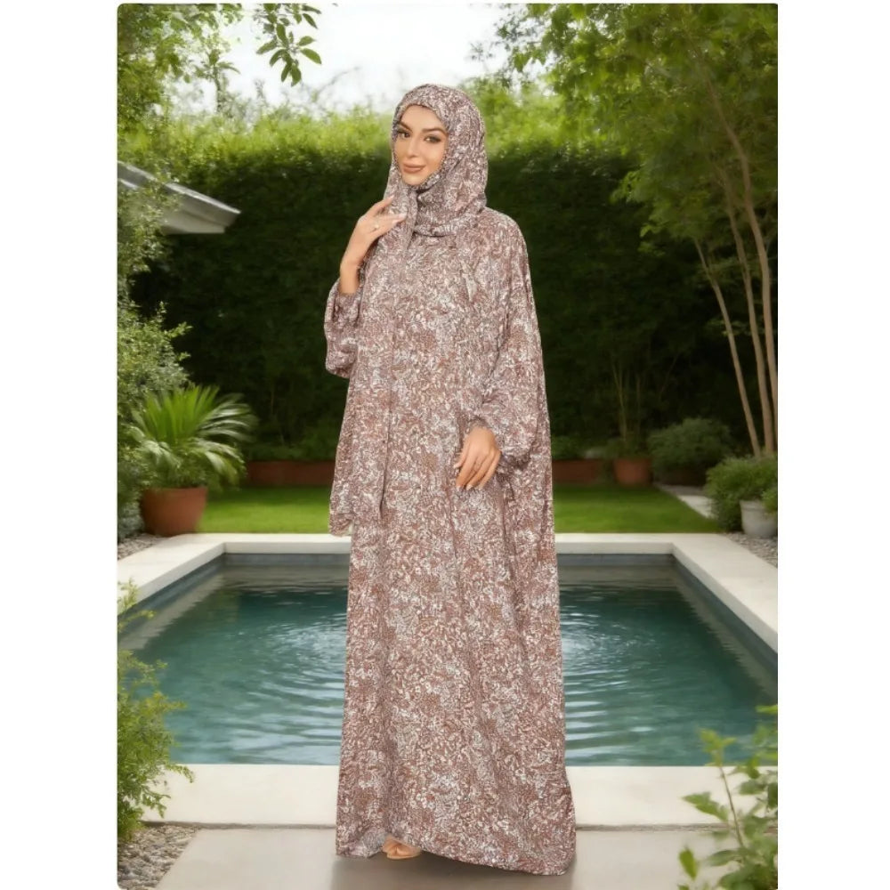 New Women's Muslim Prayer Abaya Dress Long Islamic Full Cover Prayer Gown Modest Prayer Outfit for Ramadan Eid Mosque