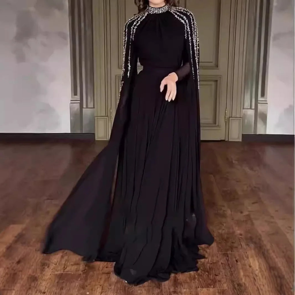 Abaya, Middle Eastern Hot Drilling Robe Evening Gown, Muslim Women's Long Robes,  Saudi Arabia Caftan Islam Clothes for Muslim