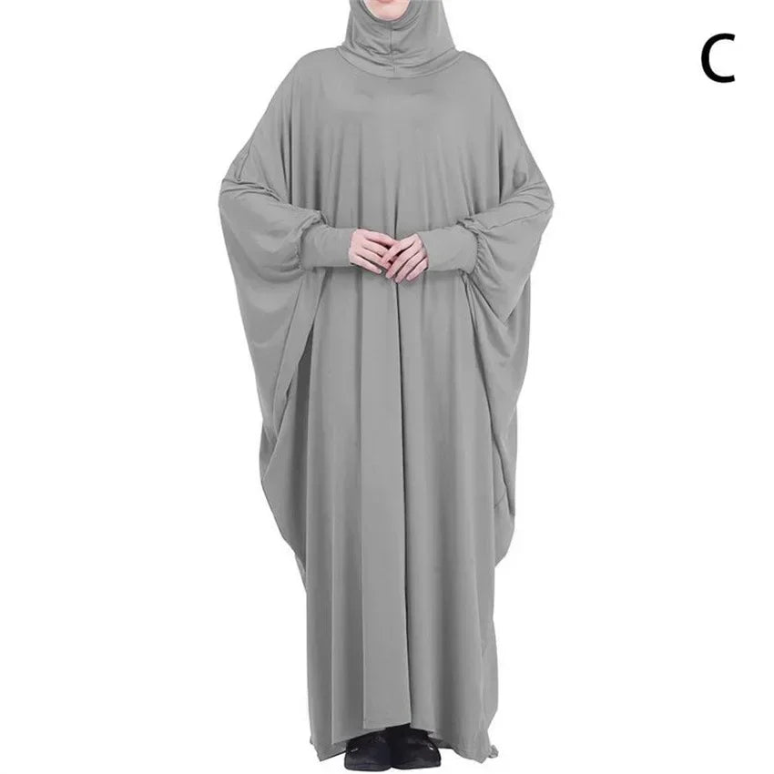 Muslim Hijab Abaya for Women Bat Sleeve Hooded Modest Prayer Dress Ladies Jilbabs Kaftan Dubai Saudi Robe Turkish Islam Clothing