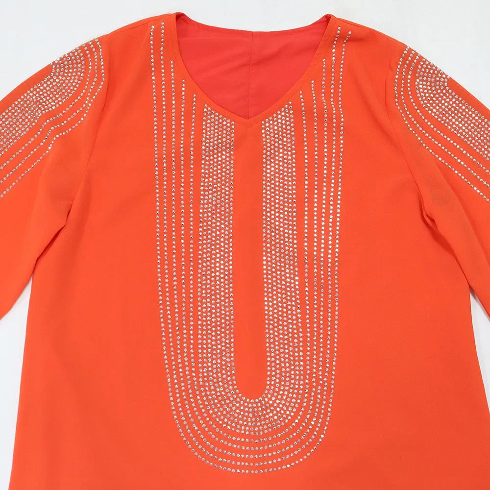 Saudi Arabic Party Dress for Women Abaya Muslim Diamond Hijab Dresses Set 2 Piece Vestidos Mujer Morocco Kaftan Abayas Robe