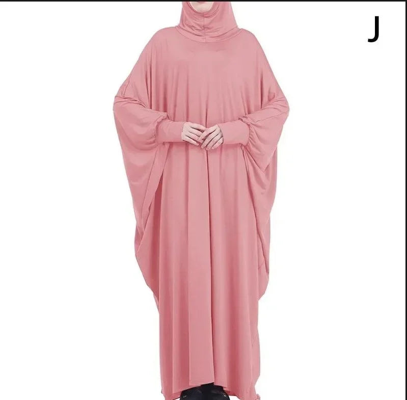 Muslim Hijab Abaya for Women Bat Sleeve Hooded Modest Prayer Dress Ladies Jilbabs Kaftan Dubai Saudi Robe Turkish Islam Clothing
