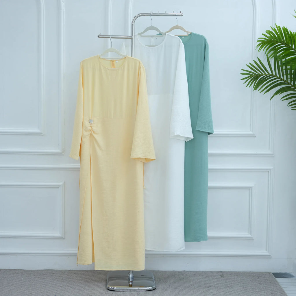 Arabic Women Modest Muslim Dress Eid Dubai Plain Abaya Islamic Party Outfit 2025 Middle Eastern Holiday Clothing New Turkey Robe