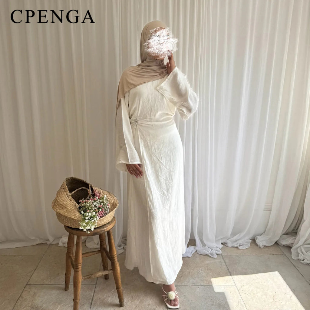 Arabic Women Modest Muslim Dress Eid Dubai Plain Abaya Islamic Party Outfit 2025 Middle Eastern Holiday Clothing New Turkey Robe