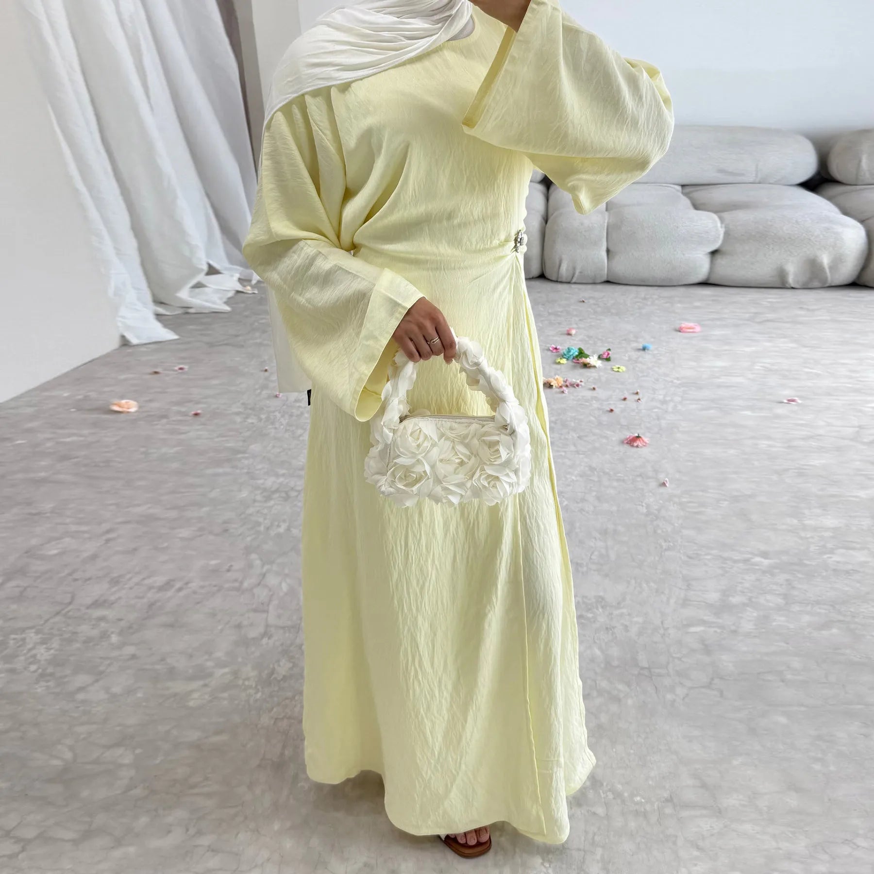 Arabic Women Modest Muslim Dress Eid Dubai Plain Abaya Islamic Party Outfit 2025 Middle Eastern Holiday Clothing New Turkey Robe