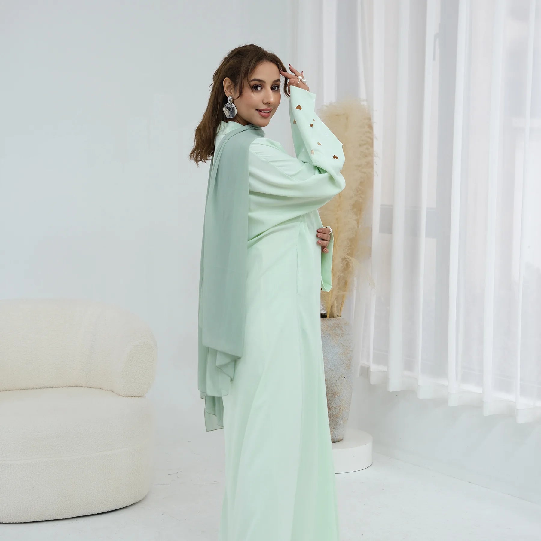 Eid Women Abaya Cardigan Love Heart Embroidery Open Dress Muslim Jalabiya Ramadan Party Caftan Arab Long Robe Morocco Kaftan