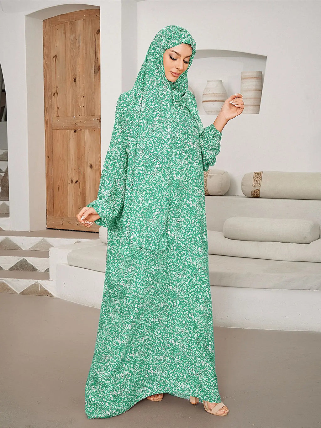 New Women's Muslim Prayer Abaya Dress Long Islamic Full Cover Prayer Gown Modest Prayer Outfit for Ramadan Eid Mosque