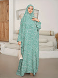 New Women's Muslim Prayer Abaya Dress Long Islamic Full Cover Prayer Gown Modest Prayer Outfit for Ramadan Eid Mosque