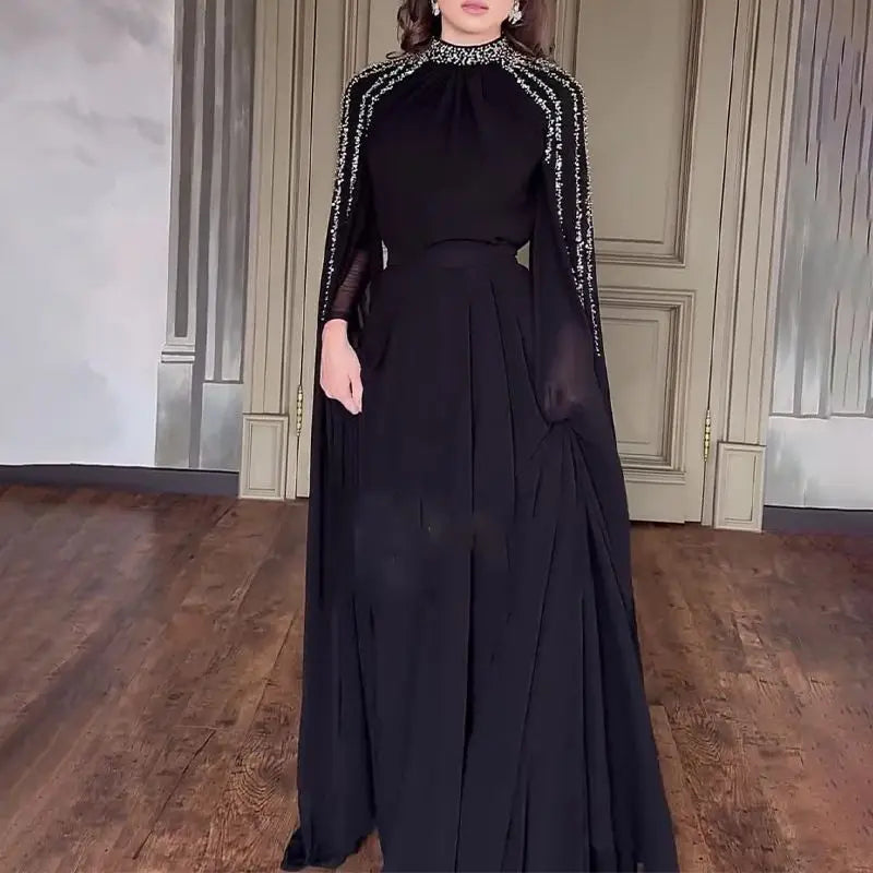Abaya, Middle Eastern Hot Drilling Robe Evening Gown, Muslim Women's Long Robes,  Saudi Arabia Caftan Islam Clothes for Muslim