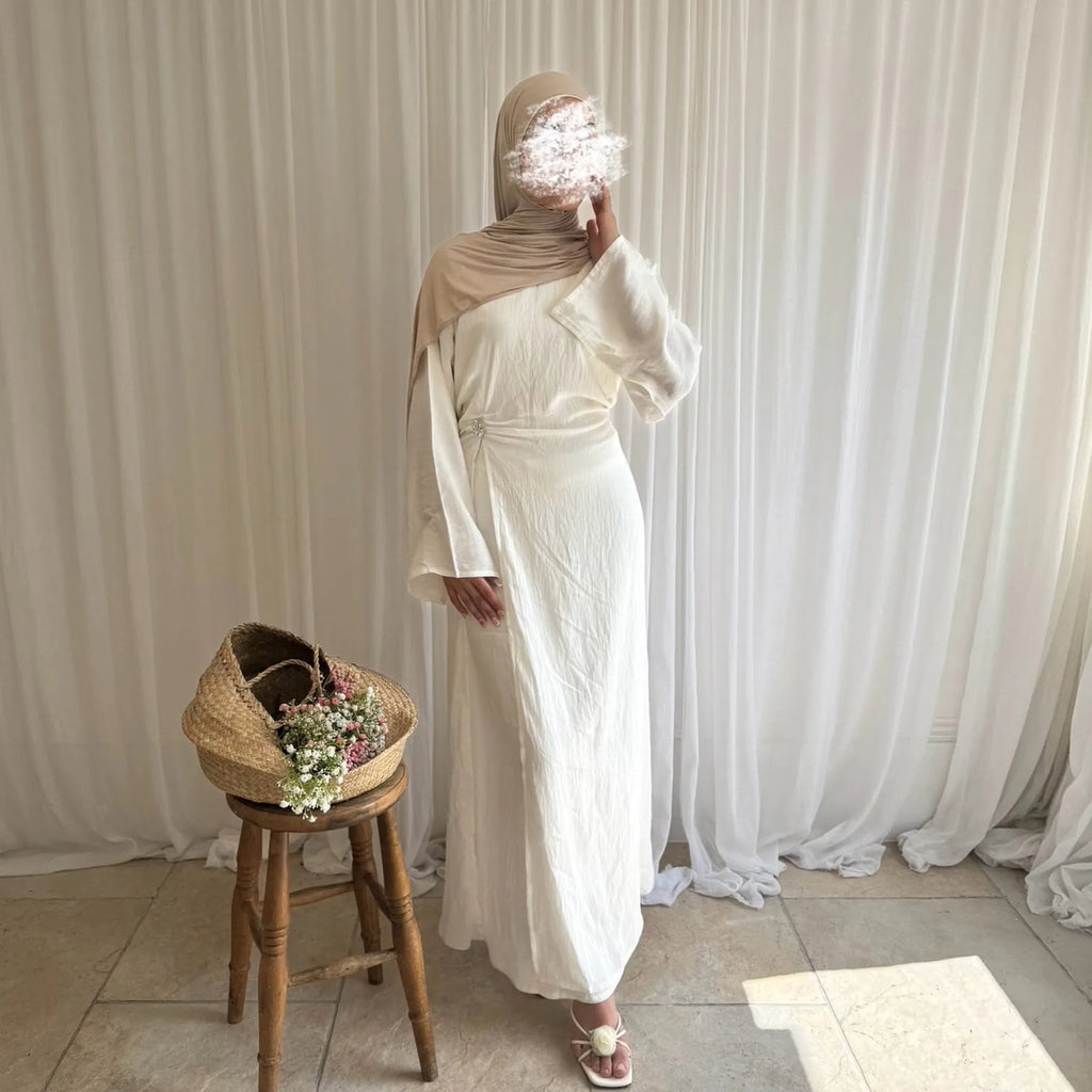 Arabic Women Modest Muslim Dress Eid Dubai Plain Abaya Islamic Party Outfit 2025 Middle Eastern Holiday Clothing New Turkey Robe