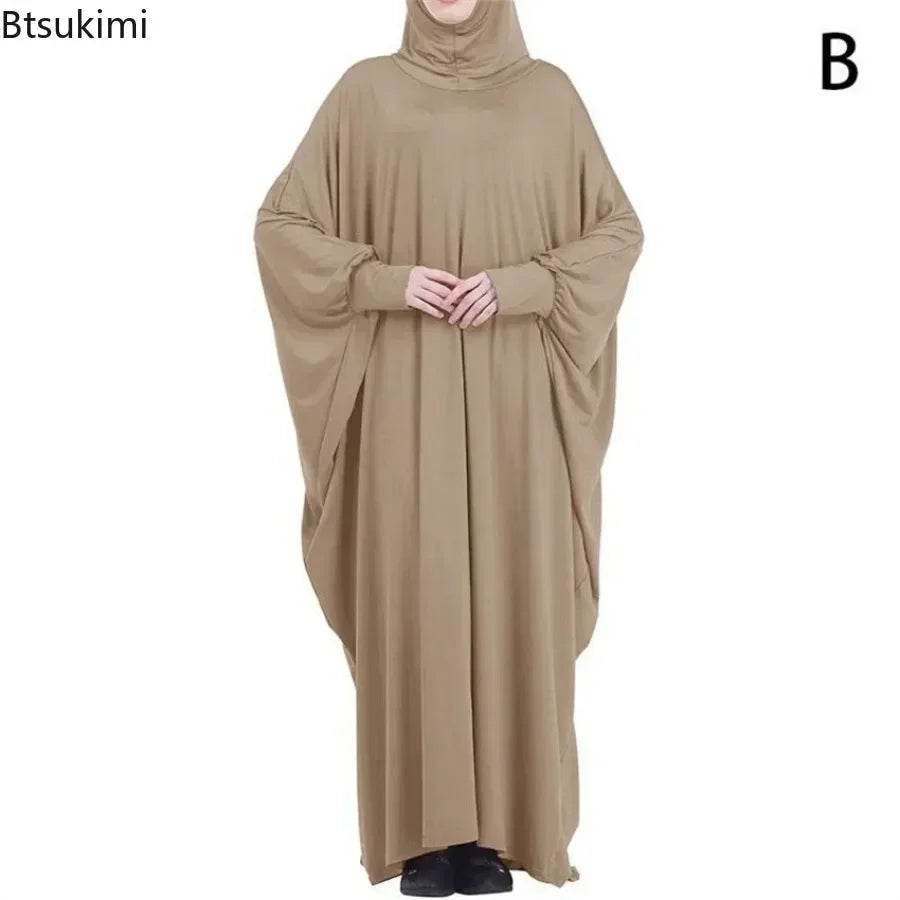 Muslim Hijab Abaya for Women Bat Sleeve Hooded Modest Prayer Dress Ladies Jilbabs Kaftan Dubai Saudi Robe Turkish Islam Clothing