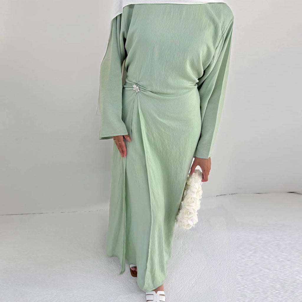 Arabic Women Modest Muslim Dress Eid Dubai Plain Abaya Islamic Party Outfit 2025 Middle Eastern Holiday Clothing New Turkey Robe