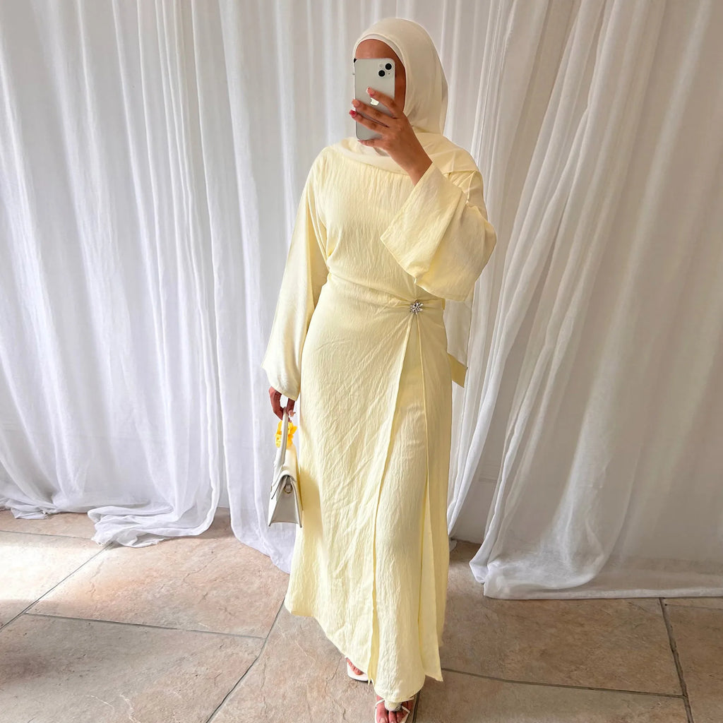 Arabic Women Modest Muslim Dress Eid Dubai Plain Abaya Islamic Party Outfit 2025 Middle Eastern Holiday Clothing New Turkey Robe