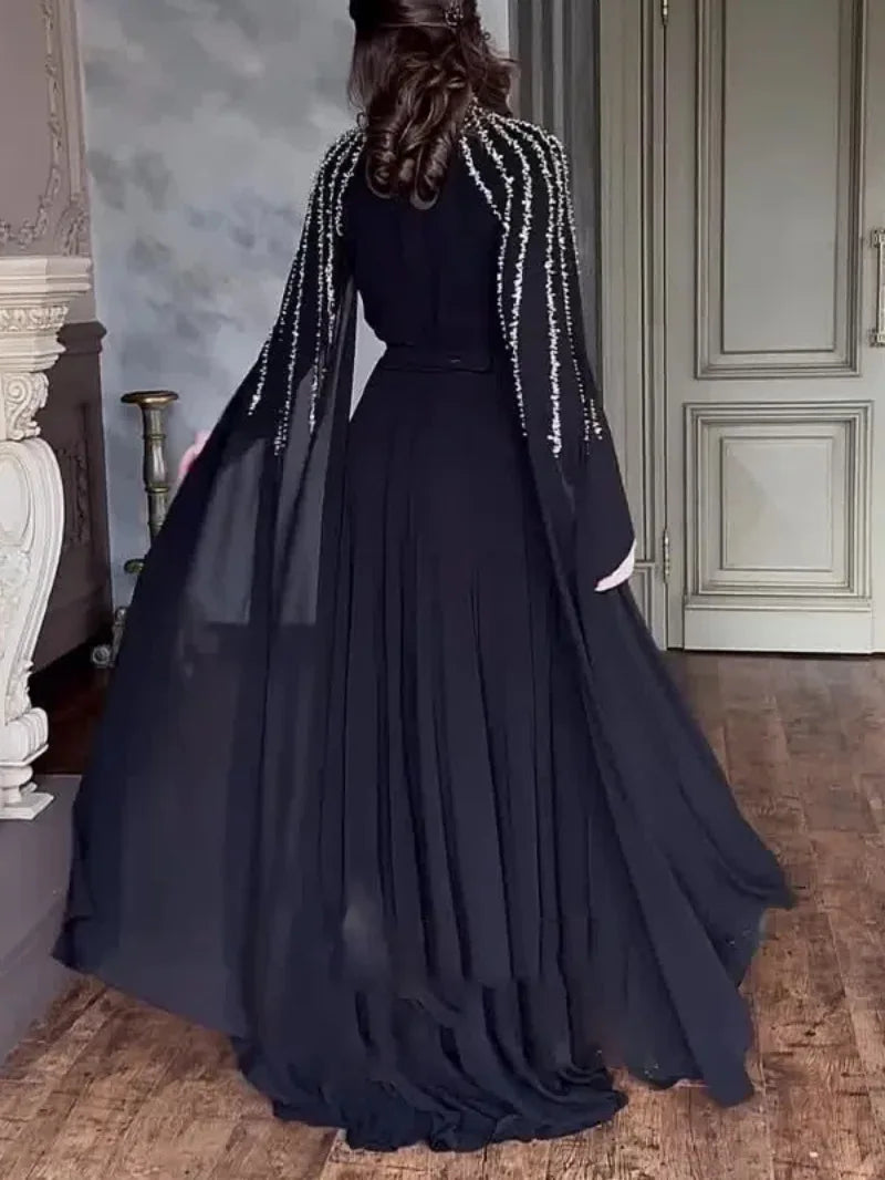 Abaya, Middle Eastern Hot Drilling Robe Evening Gown, Muslim Women's Long Robes,  Saudi Arabia Caftan Islam Clothes for Muslim