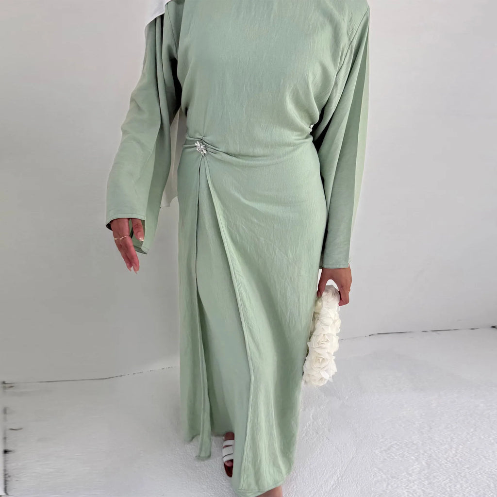 Arabic Women Modest Muslim Dress Eid Dubai Plain Abaya Islamic Party Outfit 2025 Middle Eastern Holiday Clothing New Turkey Robe