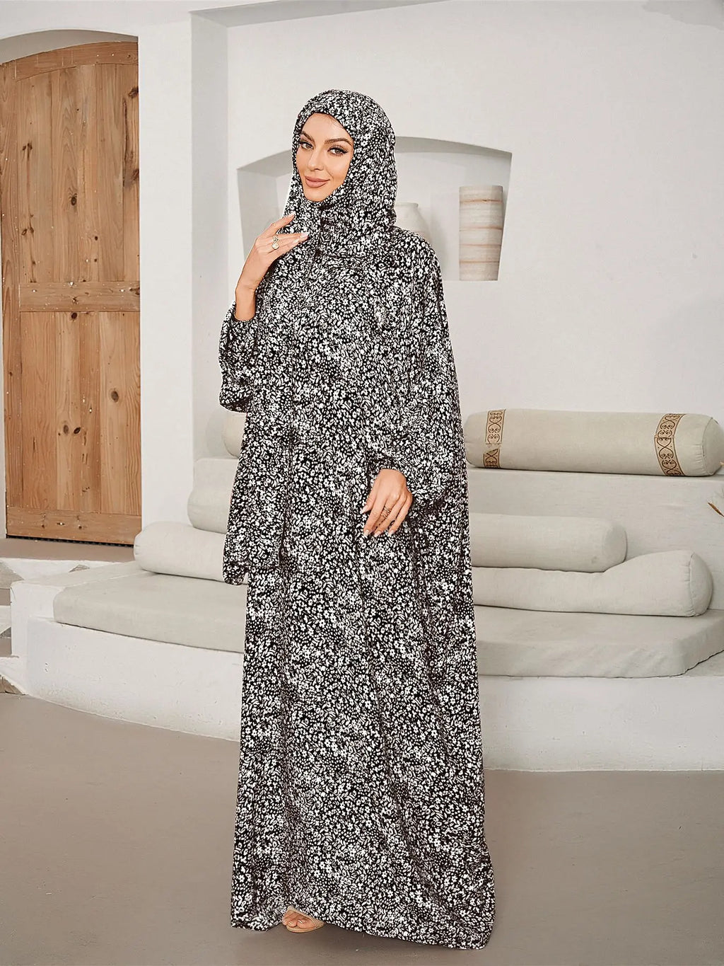 New Women's Muslim Prayer Abaya Dress Long Islamic Full Cover Prayer Gown Modest Prayer Outfit for Ramadan Eid Mosque