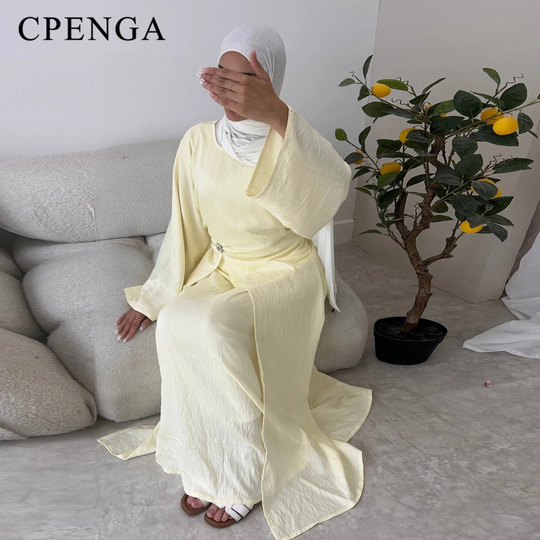 Arabic Women Modest Muslim Dress Eid Dubai Plain Abaya Islamic Party Outfit 2025 Middle Eastern Holiday Clothing New Turkey Robe