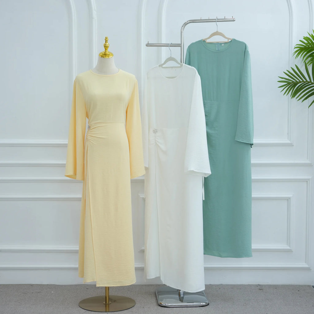 Arabic Women Modest Muslim Dress Eid Dubai Plain Abaya Islamic Party Outfit 2025 Middle Eastern Holiday Clothing New Turkey Robe