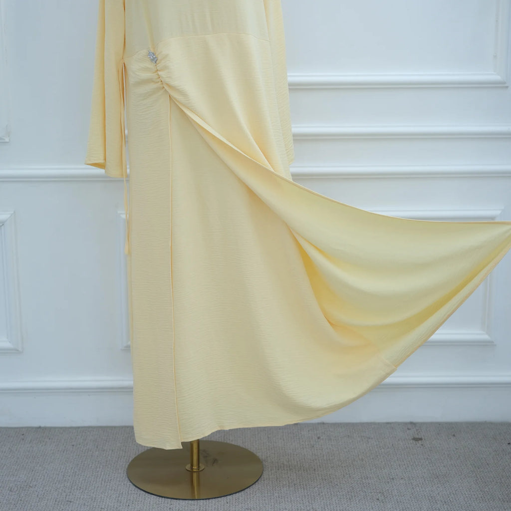 Arabic Women Modest Muslim Dress Eid Dubai Plain Abaya Islamic Party Outfit 2025 Middle Eastern Holiday Clothing New Turkey Robe