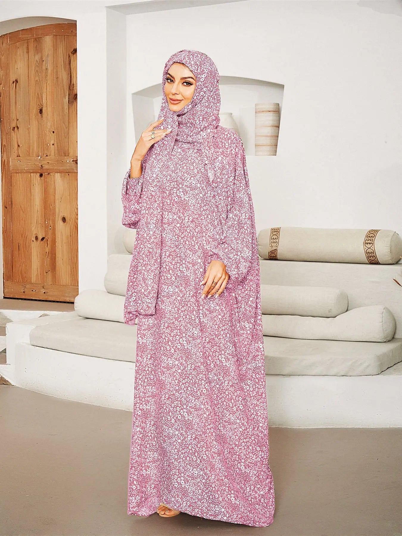 New Women's Muslim Prayer Abaya Dress Long Islamic Full Cover Prayer Gown Modest Prayer Outfit for Ramadan Eid Mosque