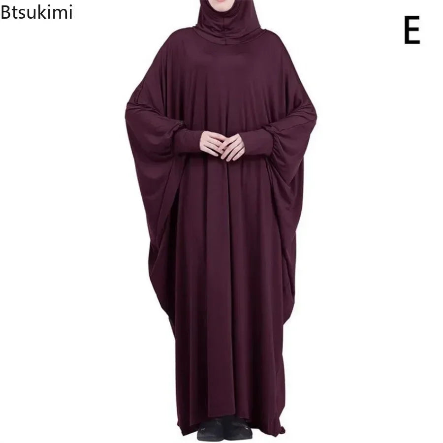 Muslim Hijab Abaya for Women Bat Sleeve Hooded Modest Prayer Dress Ladies Jilbabs Kaftan Dubai Saudi Robe Turkish Islam Clothing