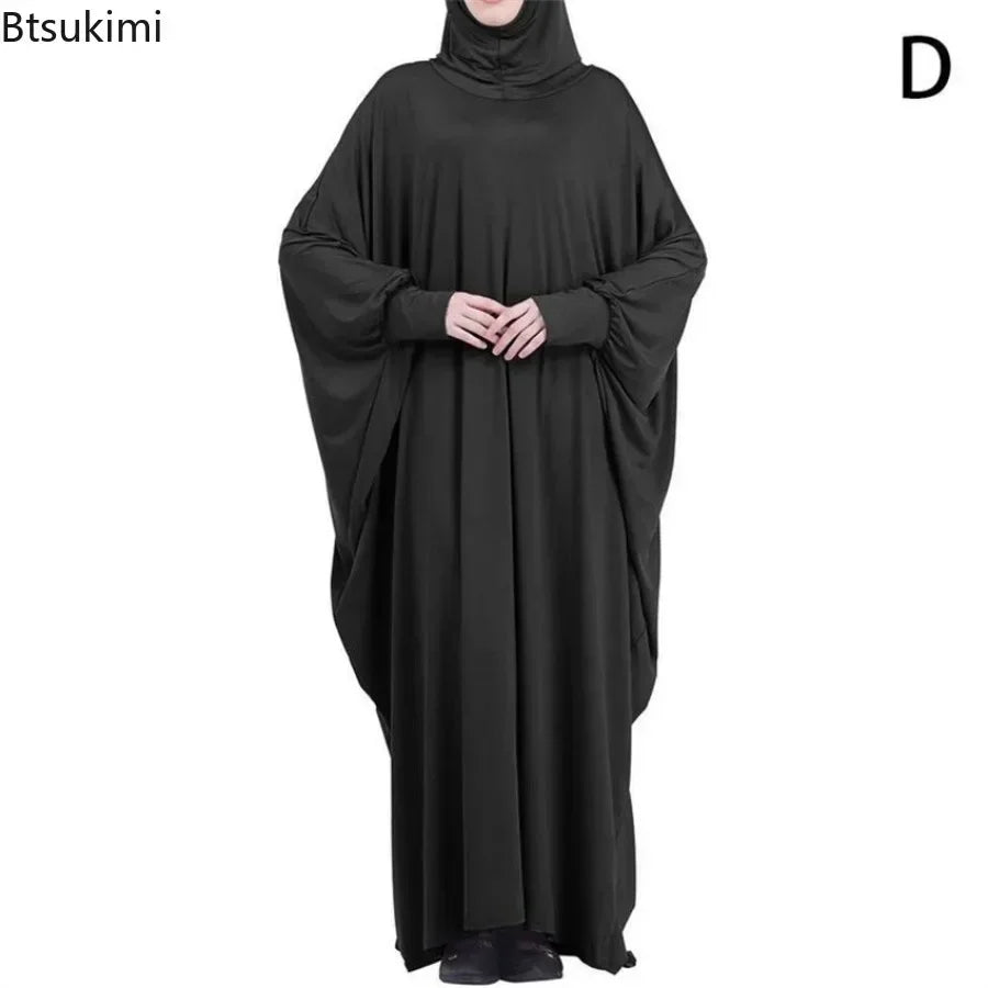 Muslim Hijab Abaya for Women Bat Sleeve Hooded Modest Prayer Dress Ladies Jilbabs Kaftan Dubai Saudi Robe Turkish Islam Clothing
